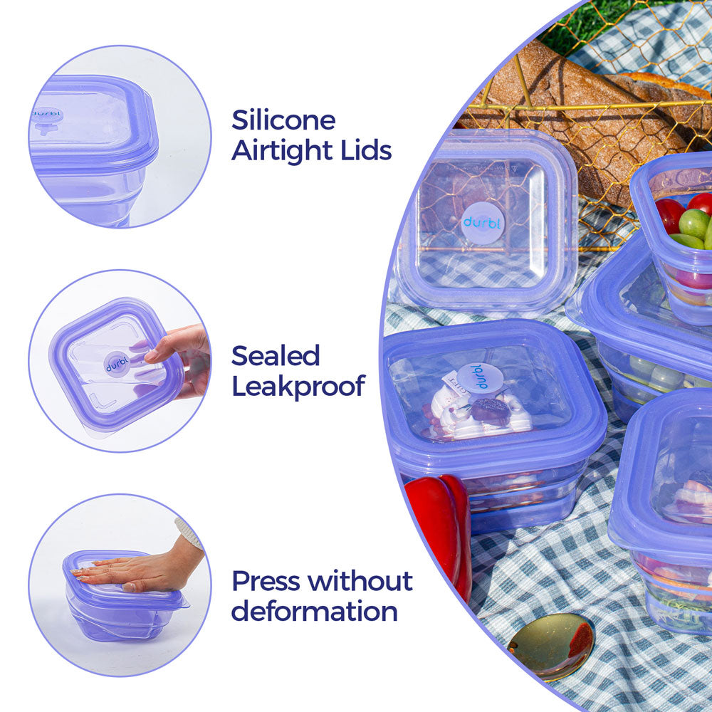 Silicone Food Storage Collapsible Lunch Containers-Durbl Containers 3PACK